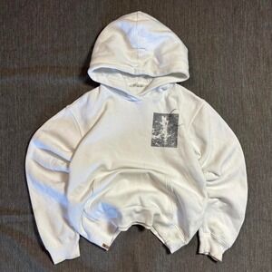 White cotton hoodie with floral print - S